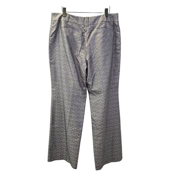 Ann Taylor 100% Silk Jacquard Print Metallic Trouser Pants Size 14 - Picture 2 of 5
